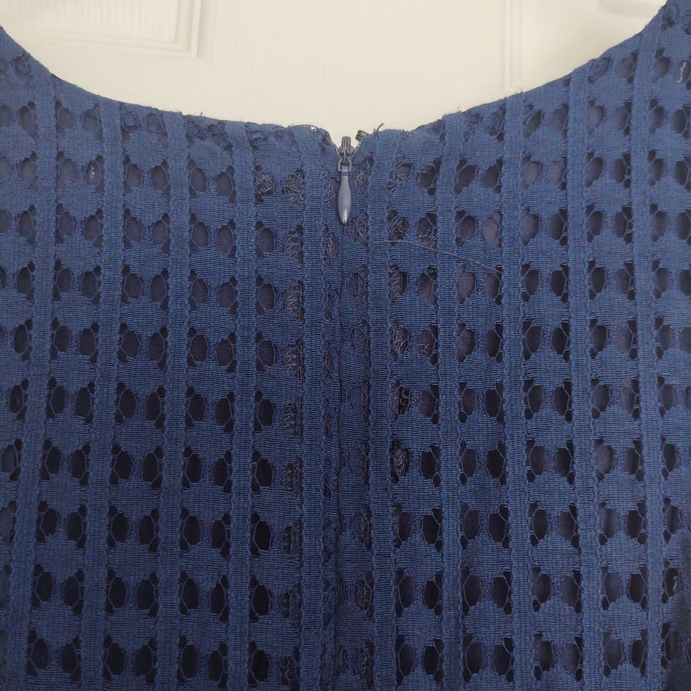 Sleeveless Navy Blue Lace Dress - Picture 2 of 2